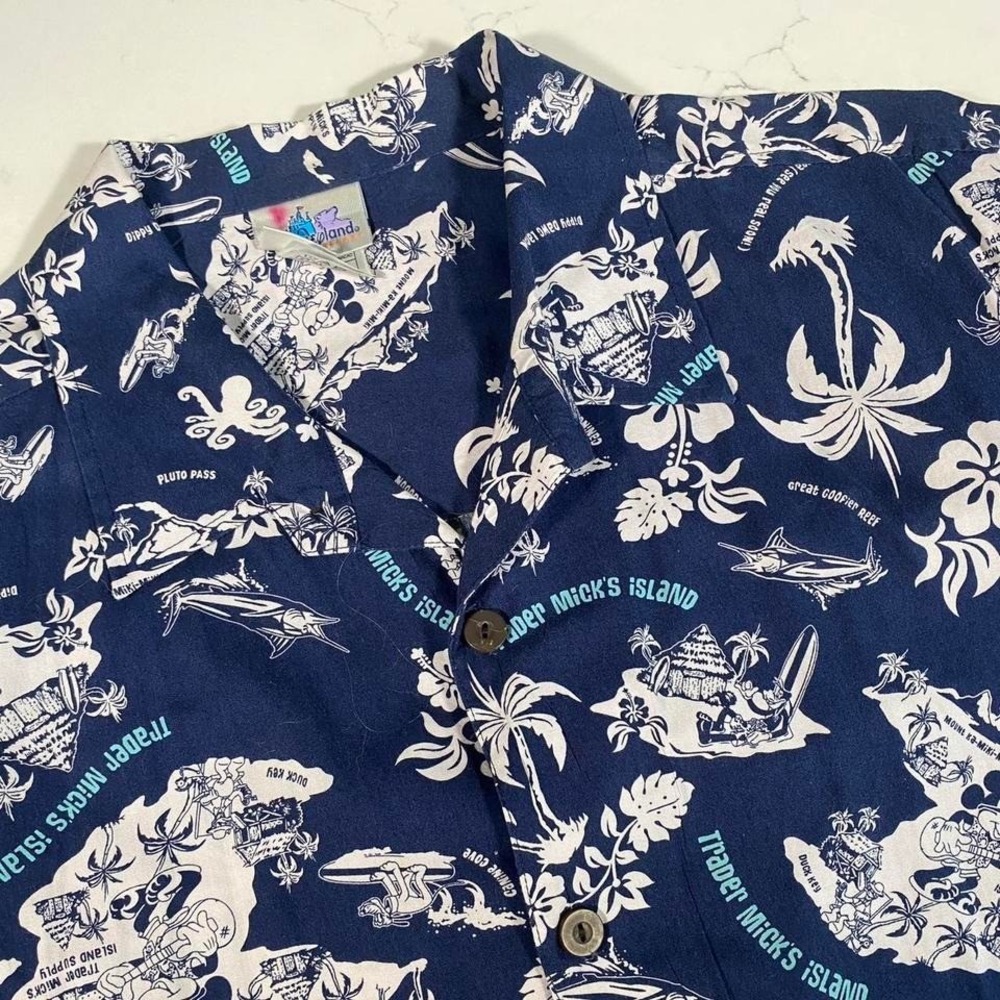 Disneyland resort Disney Trader Micks surf‎  gear Hawaiian island men's shirt XL